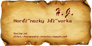 Horánszky Jávorka névjegykártya